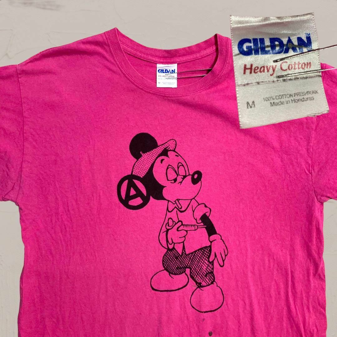 VHT  Tシャツ 古着 ピンク セディショナリーズ　ミッキー　ドラッグ　注射器 メンズのトップス(Tシャツ/カットソー(半袖/袖なし))の商品写真