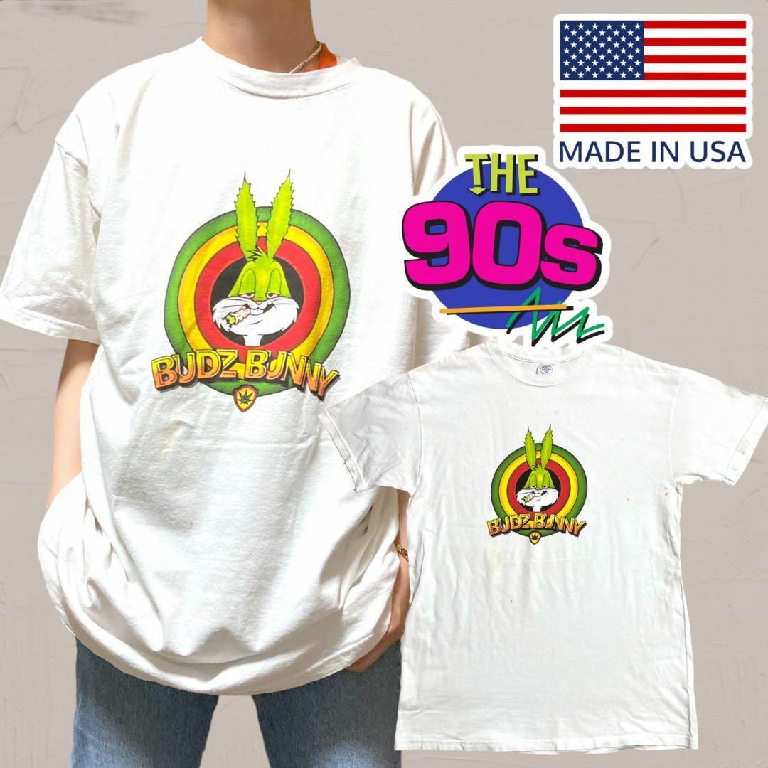 VHW Tシャツ ビンテージ 90s USA製 バッズ　バックスバニー　大麻banco古着