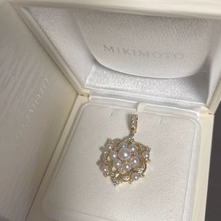 ミキモト(MIKIMOTO)の【超美品】ミキモト 華やかなペンダントトップ ダイヤ パール k18(ネックレス)