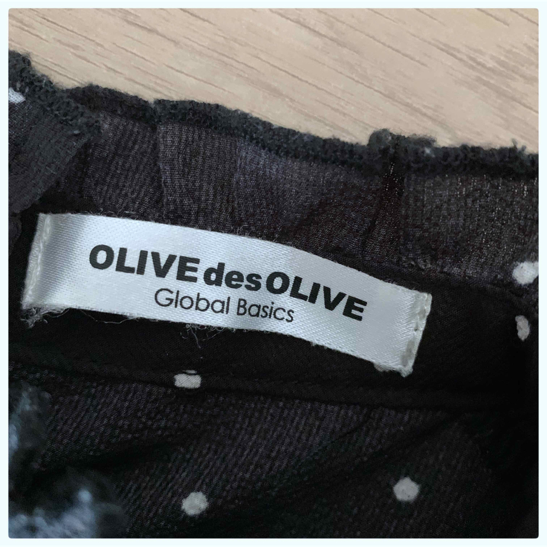 OLIVEdesOLIVE(オリーブデオリーブ)のオリーブデオリーブ　ワンピース　フレアスリーブ　半袖　水玉　ブラック レディースのワンピース(ロングワンピース/マキシワンピース)の商品写真