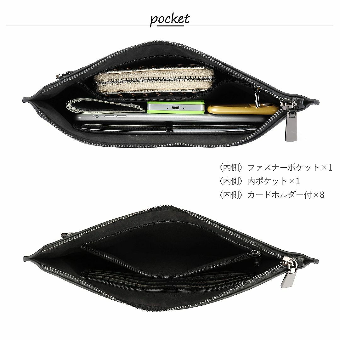 【色: ブラック】FSDWG クラッチバック メンズ レザー セカンドバッグ 手 メンズのバッグ(その他)の商品写真
