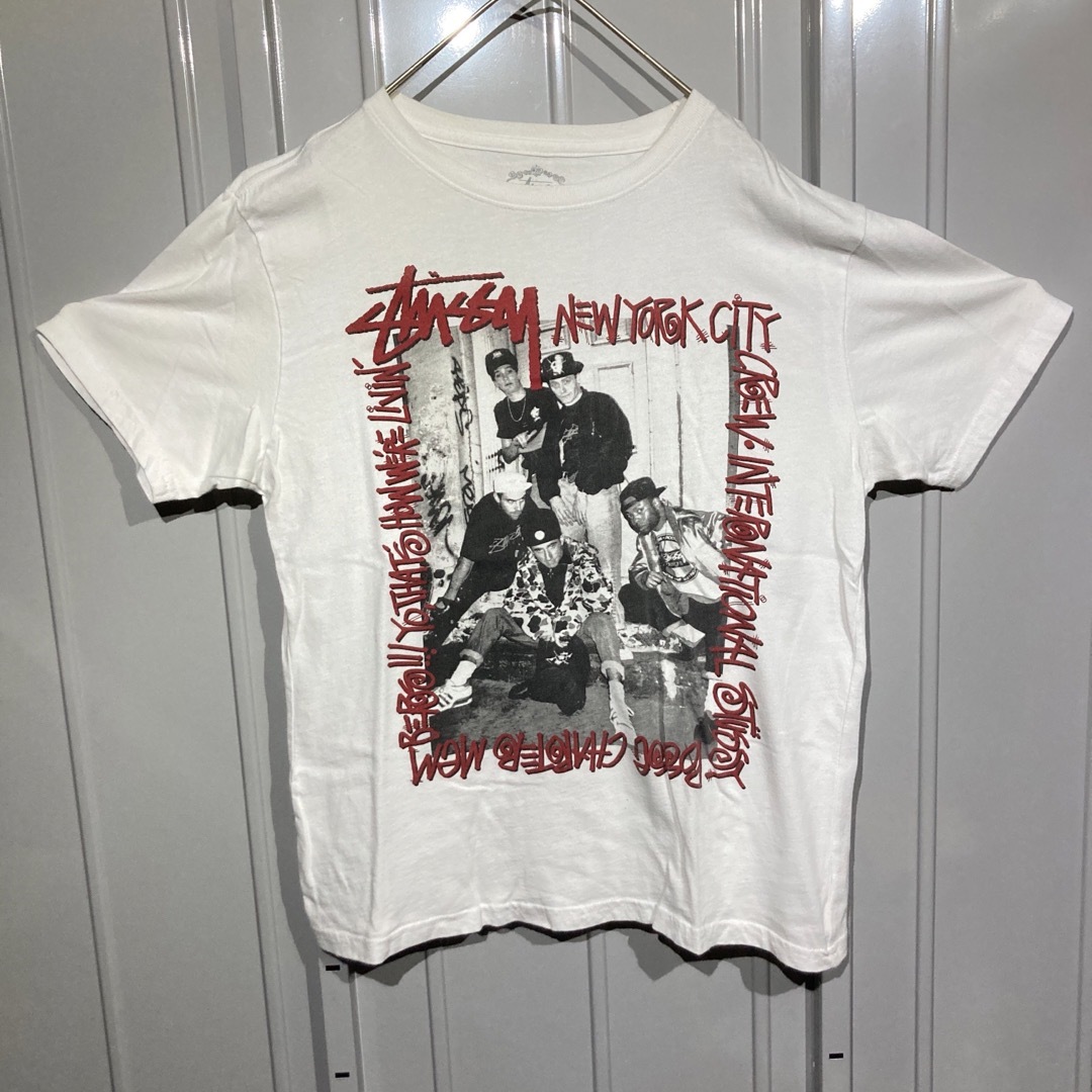 stussy/old/90s/ビッグプリント/半袖/tシャツ/白赤黒/Lサイズ