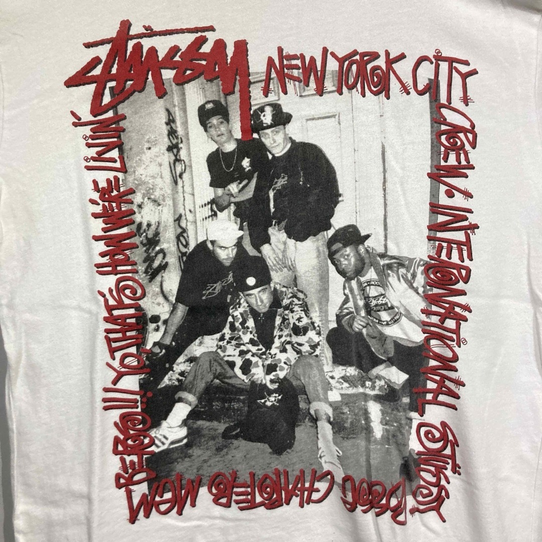 stussy/old/90s/ビッグプリント/半袖/tシャツ/白赤黒/Lサイズ