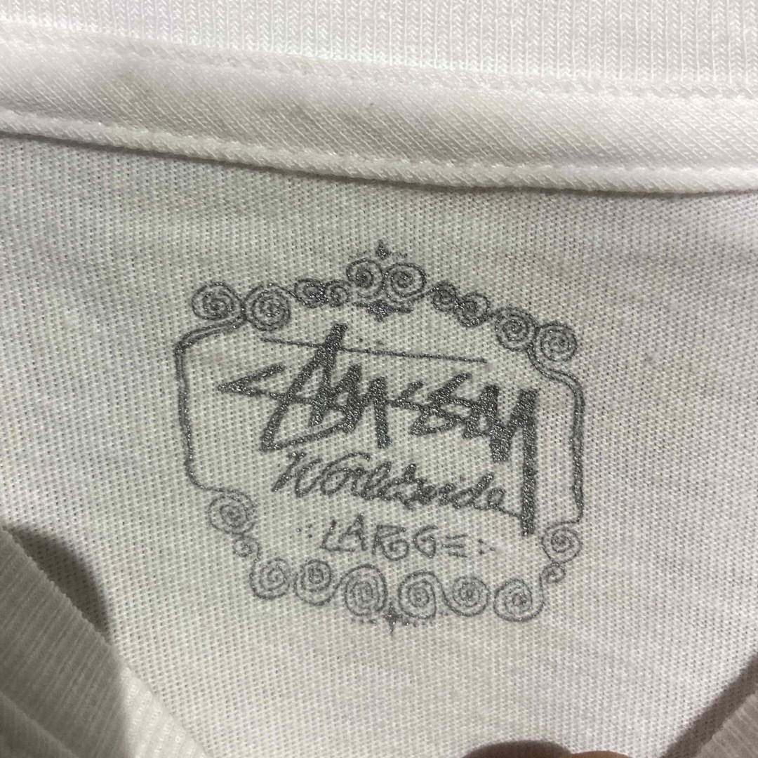 STUSSY - stussy/old/90s/ビッグプリント/半袖/tシャツ/白赤黒/Lサイズ