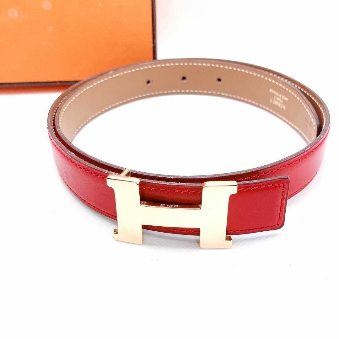 美品】エルメス コンスタンス ベルト Hバックル 赤 レッド - ベルト