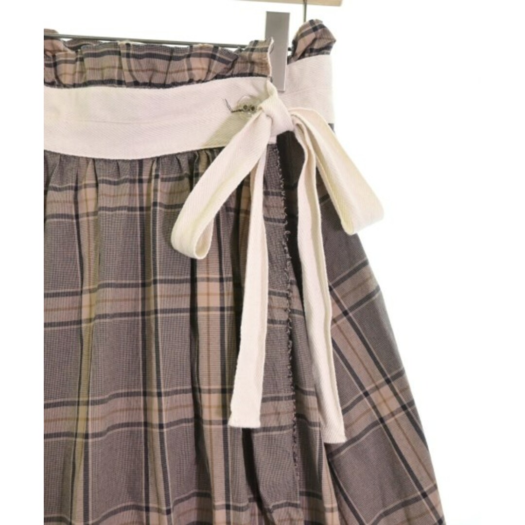 Uhr(ウーア)のUhr ロング・マキシ丈スカート -(L位) 茶x黒xベージュ(チェック) 【古着】【中古】 レディースのスカート(ロングスカート)の商品写真