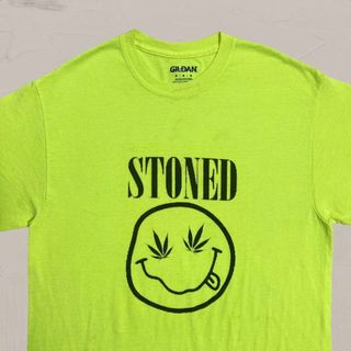 UMF バンド Tシャツ 古着 黄色 ニルバーナ　STONED　マリファナ　大麻(Tシャツ/カットソー(半袖/袖なし))