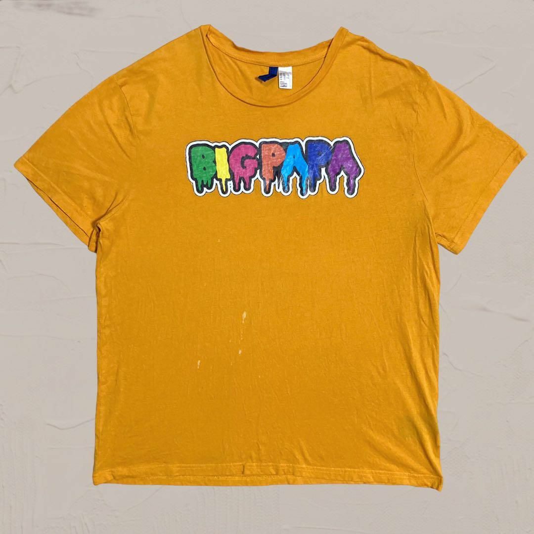 ULZ  Tシャツ 古着   黄色 ビッグパパ　BIGPAPA 大きいお父さん メンズのトップス(Tシャツ/カットソー(半袖/袖なし))の商品写真