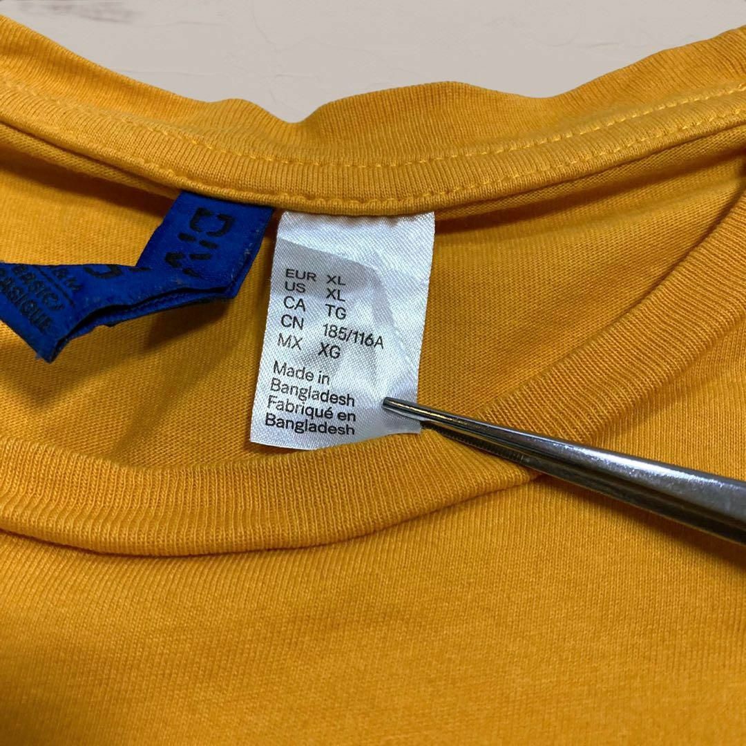 ULZ  Tシャツ 古着   黄色 ビッグパパ　BIGPAPA 大きいお父さん メンズのトップス(Tシャツ/カットソー(半袖/袖なし))の商品写真