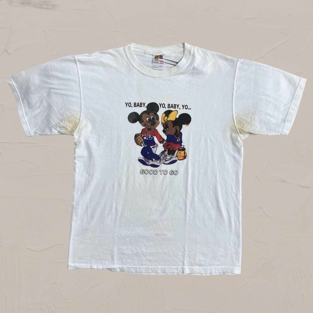 アメリカ　ヴィンテージ　ミッキー　Tシャツ　白　レトロ　90s ミニー　M