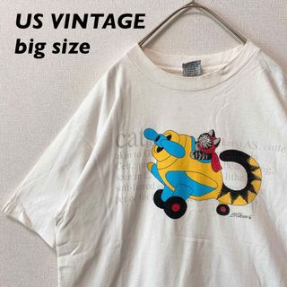 90s アメリカ製　半袖Tシャツ　クリバンキャット　ビッグプリント　男女兼用(Tシャツ/カットソー(半袖/袖なし))