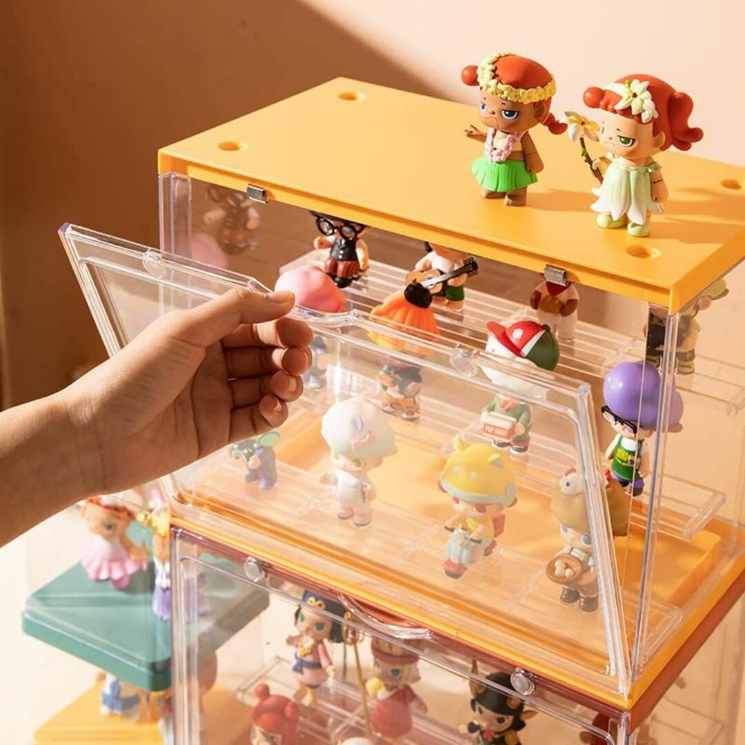 【色: ピンク】フィギュアケース コレクションケース ディスプレイケース アクリ