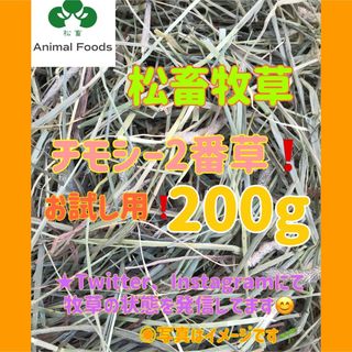 松畜牧草　チモシー2番草　お試し用200g 『ロット確認必須(小動物)