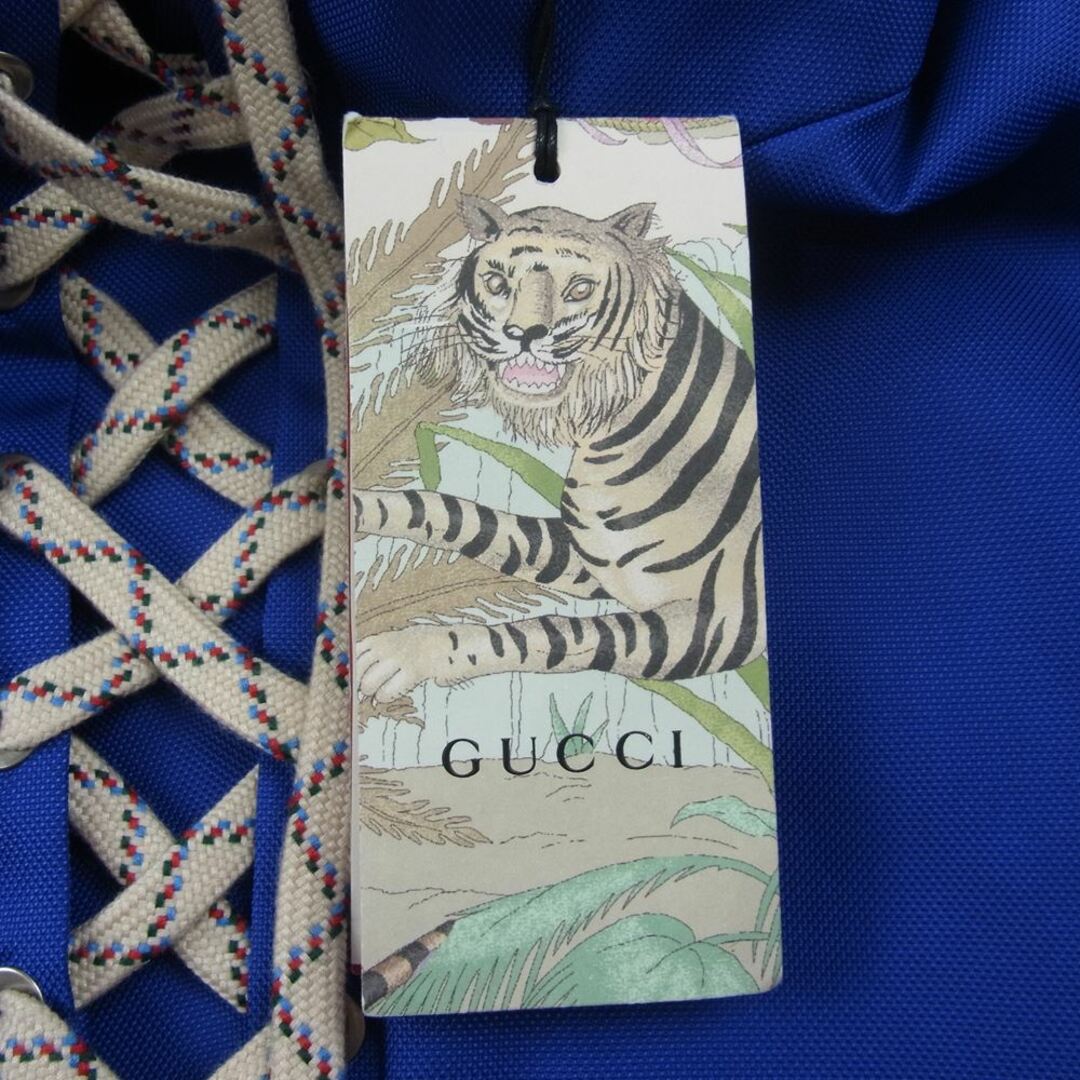 Gucci(グッチ)のGUCCI グッチ ジャケット GUCCI TIGER タイガー レースアップ プルオーバー アノラック ジャケット ブルー系 グリーン系 44【新古品】【未使用】【中古】 メンズのジャケット/アウター(その他)の商品写真