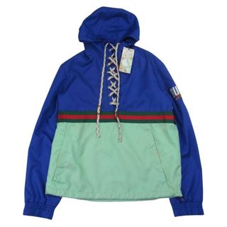 グッチ(Gucci)のGUCCI グッチ ジャケット GUCCI TIGER タイガー レースアップ プルオーバー アノラック ジャケット ブルー系 グリーン系 44【新古品】【未使用】【中古】(その他)