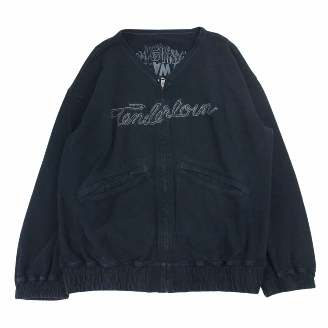 TENDERLOIN テンダーロイン ジャケット 22AW MOSS STITCH ZIP UP JKT モスステッチ ジップアップ フルジップ ジャケット ノーカラー カーディガン ブラック系 M約66cm袖丈