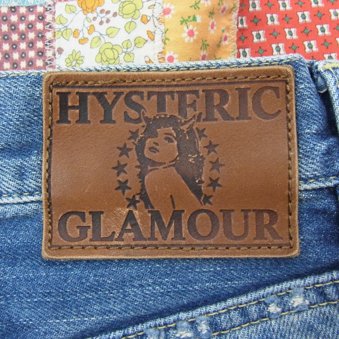 HYSTERIC GLAMOUR ヒステリックグラマー デニムパンツ 02171AP09 PWR 加工 デニム スリム ストレート RT バンダナ スタッズ パッチワーク パンツ インディゴブルー系