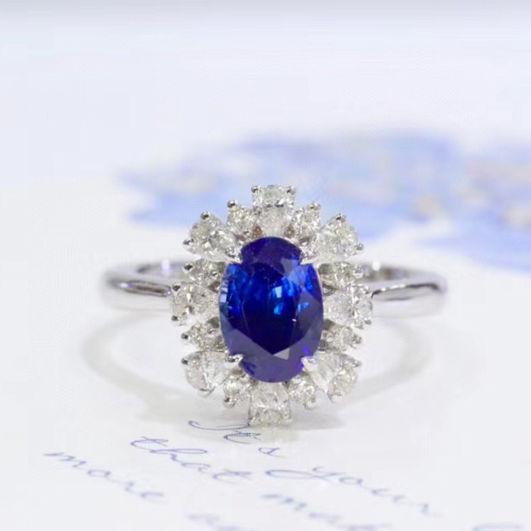 天然 ロイヤルブルーサファイア ダイヤ リング0.39ct k18 f