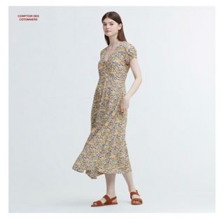 コントワーデコトニエ(Comptoir des cotonniers)のプリントロングワンピース（半袖・コントワーデコトニエ）　UNIQLO(ロングワンピース/マキシワンピース)