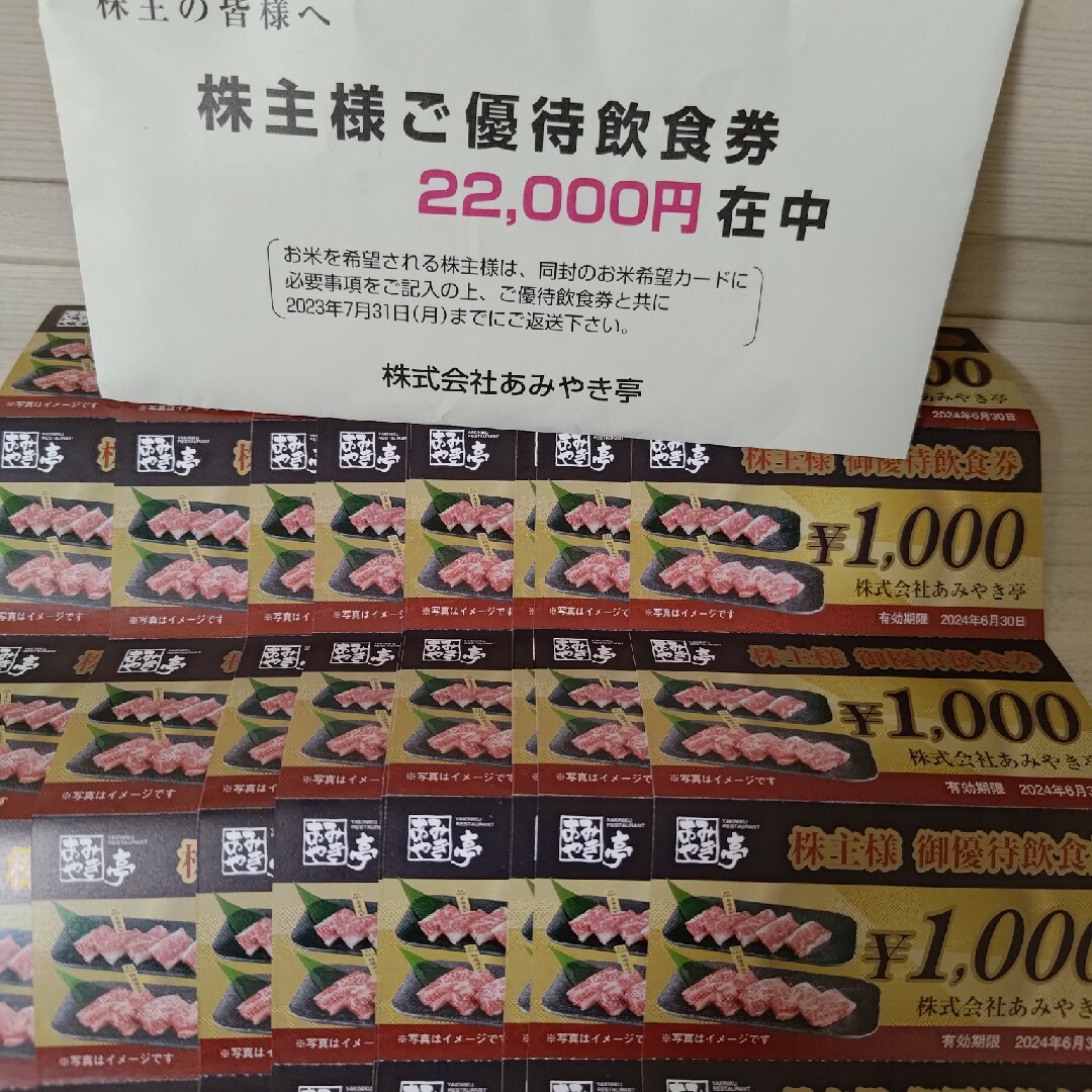 キャンペーン あみやき亭 株主優待券 期限2024.6.30 9000円分