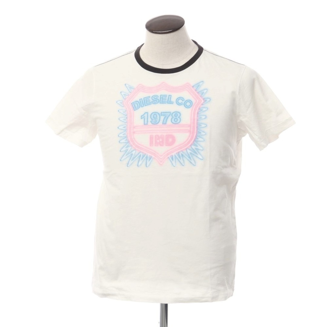 DIESEL(ディーゼル)の【中古】ディーゼル DIESEL プリント トリム 半袖Ｔシャツ ホワイト【サイズL】【メンズ】 メンズのトップス(Tシャツ/カットソー(半袖/袖なし))の商品写真