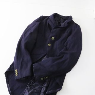 【美品】  COMME des GARCONS COMME des GARCONS / コムコム | AD2008 | 製品染 加工 ポリエステル 変形 燕尾 スリット シングル ジャケット | S | ネイビー | レディース