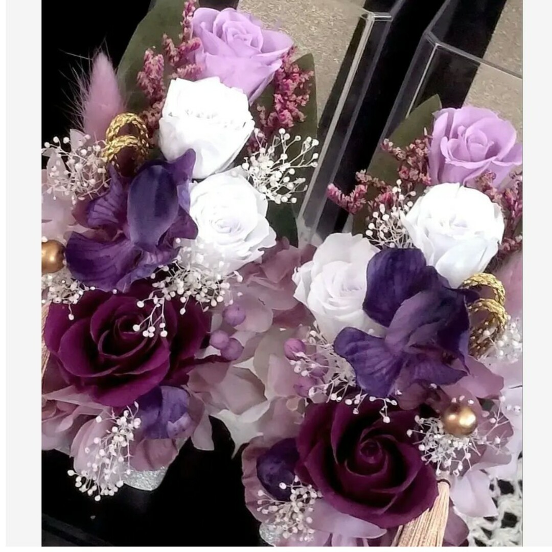 仏花 プリザーブドフラワーアレンジクリアケース入り 1対 お供え花