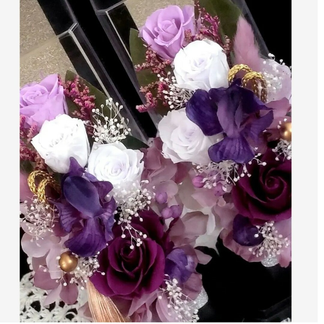仏花 プリザーブドフラワーアレンジクリアケース入り 1対 お供え花