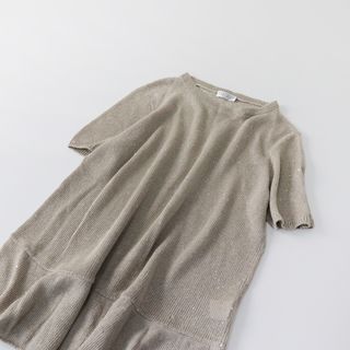 ブルネロクチネリ(BRUNELLO CUCINELLI)のブルネロクチネリ BRUNELLO CUCINELLI スパンコール装飾 リネンシルク 半袖 サマーニットプルオーバー  XL/ベージュ【2400013474245】(ニット/セーター)