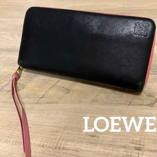 ロエベ(LOEWE)のLOEWE    ロエベ　ラウンドジップ　長財布　ブラックピンクアナグラムレザー(財布)