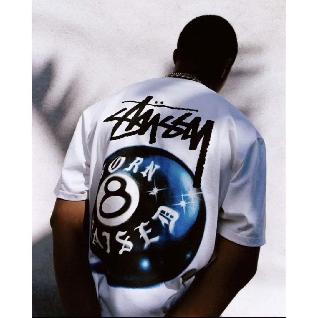 Stussy Born x Raised 8 Ball Tee White M | hartwellspremium.com