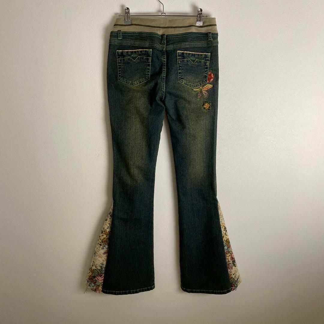 リメイクデニム ゴブラン織 刺繍デザイン ステッチ 青 ベージュ