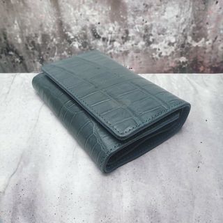 本物証明証付き】 AT13 本革 クロコダイル 三つ折り財布 ウォレット腹