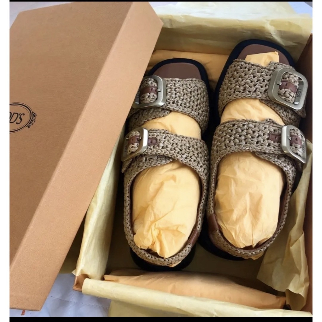 tod's ラフィア サンダル 38