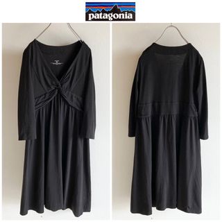 パタゴニア(patagonia)のパタゴニア オーガニックコットン テンセル カットソー ワンピース 黒 ブラック(ひざ丈ワンピース)