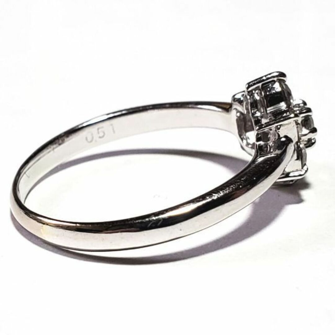 ホワイトゴールド　K18WG　メレダイヤリング　D0.51ct　金　フラワー レディースのアクセサリー(リング(指輪))の商品写真