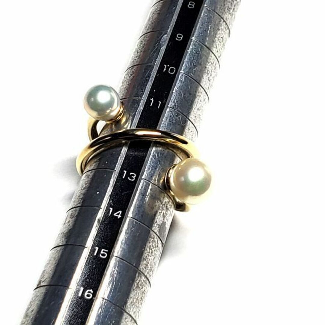 ゴールド　K18　天然パールリング　約6.2・7.8mm　5.4g　金　真珠 レディースのアクセサリー(リング(指輪))の商品写真