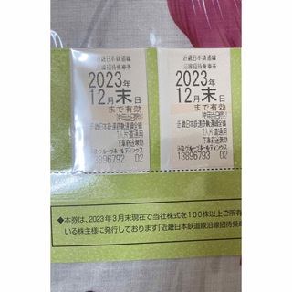 近鉄株主優待乗車券（2枚）  2023年12月期限(鉄道乗車券)
