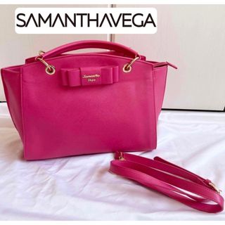 サマンサベガ(Samantha Vega)の【美品】Samantha vega　トートバッグ　ハンドバッグ　リボン ピンク(ショルダーバッグ)