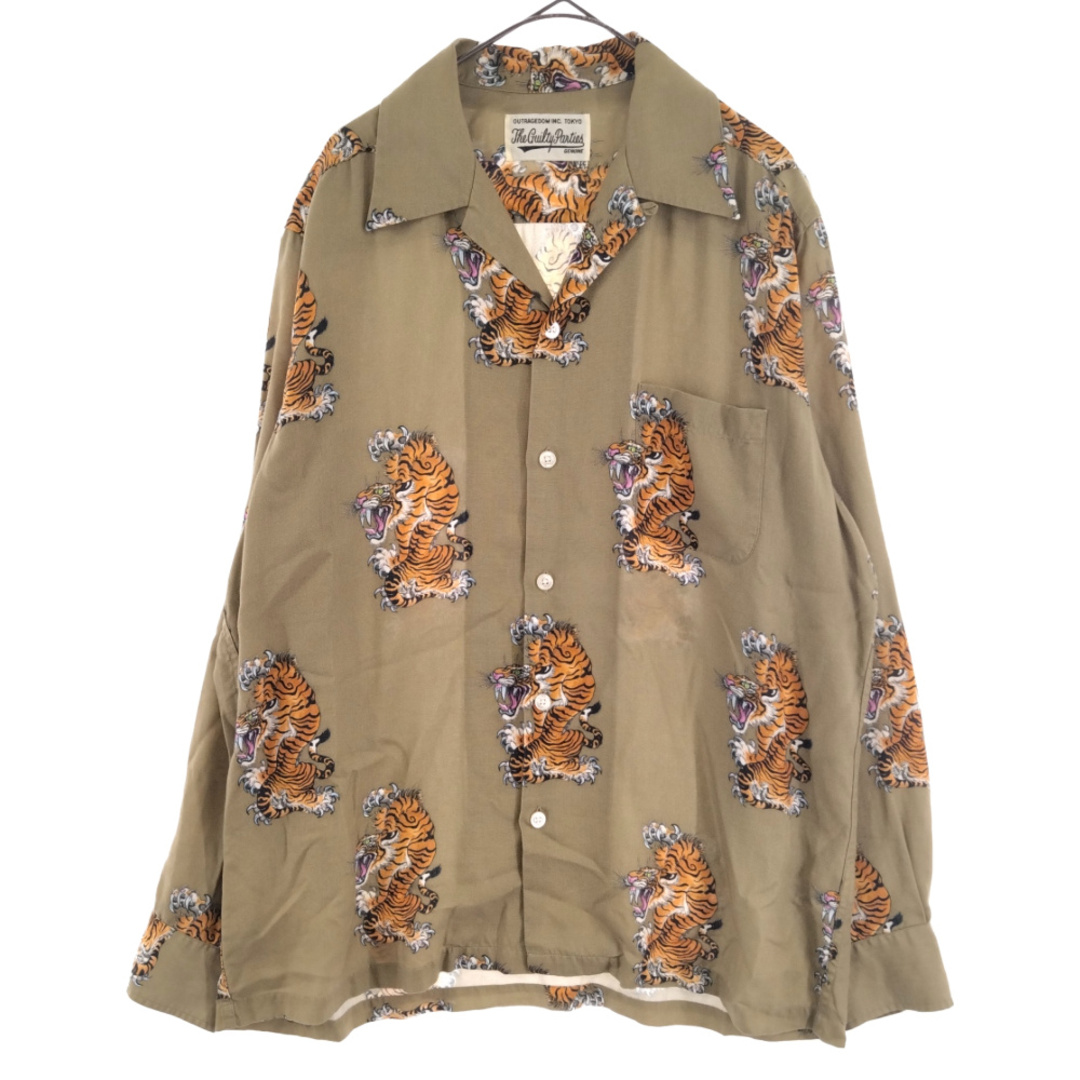 WACKO MARIA ワコマリア TIM LEHI L/S HAWAIIAN SHIRTT YPE 3 虎総柄長袖シャツ ベージュ TIMLEHI-WM-HI10