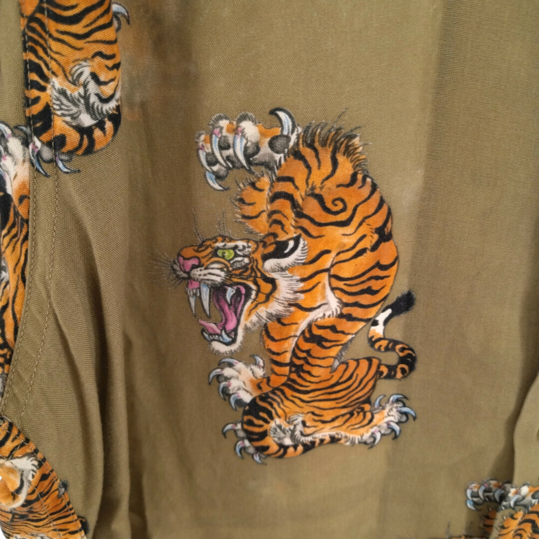 WACKO MARIA ワコマリア TIM LEHI L/S HAWAIIAN SHIRTT YPE 3 虎総柄長袖シャツ ベージュ TIMLEHI-WM-HI10