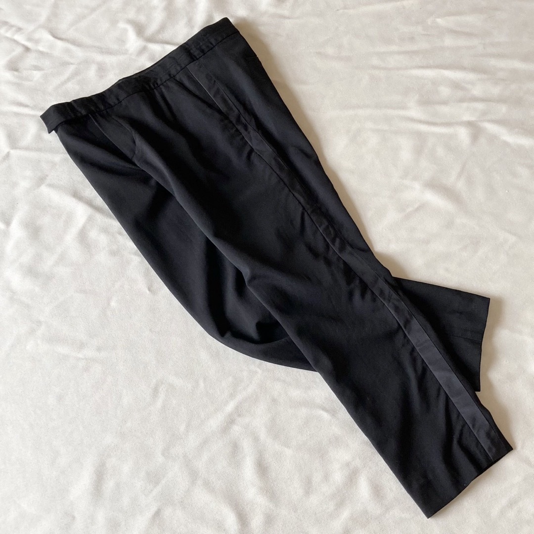 Ralph Lauren(ラルフローレン)のポロ ラルフローレン ストレッチ サマーウール サイド ラインパンツ 4 黒 レディースのパンツ(カジュアルパンツ)の商品写真
