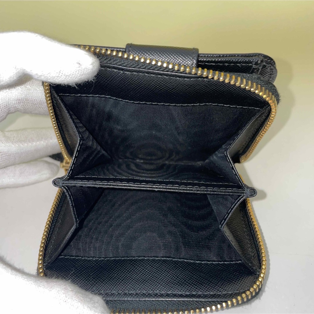 PRADA - prada 極美品 黒 財布 サフィアーノ メタル コンパクト プラダ