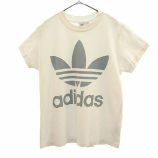 アディダス(adidas)のアディダス トレフォイルロゴ プリント 半袖 Tシャツ S ホワイト adidas レディース 【中古】  【230820】 メール便可(Tシャツ(半袖/袖なし))