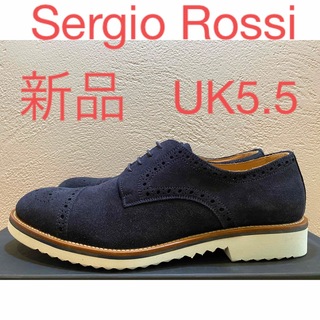セルジオロッシ(Sergio Rossi)の新品 セルジオ ロッシ セミブローグ スエード ダービーシューズ 革靴(ドレス/ビジネス)