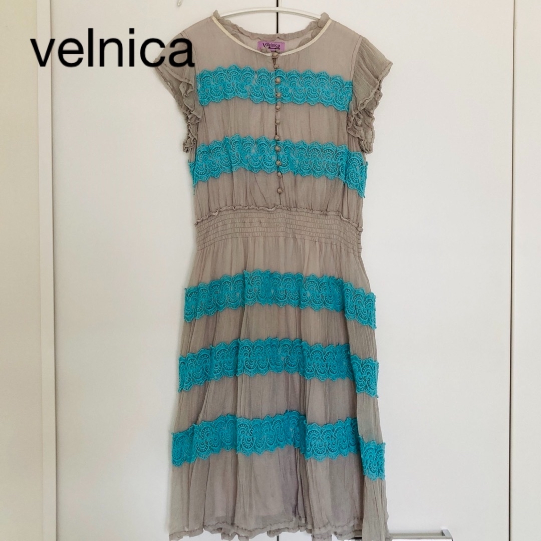 ☆美品☆velnica ヴェルニカ ワンピース シフォンワンピース グレーワンピース