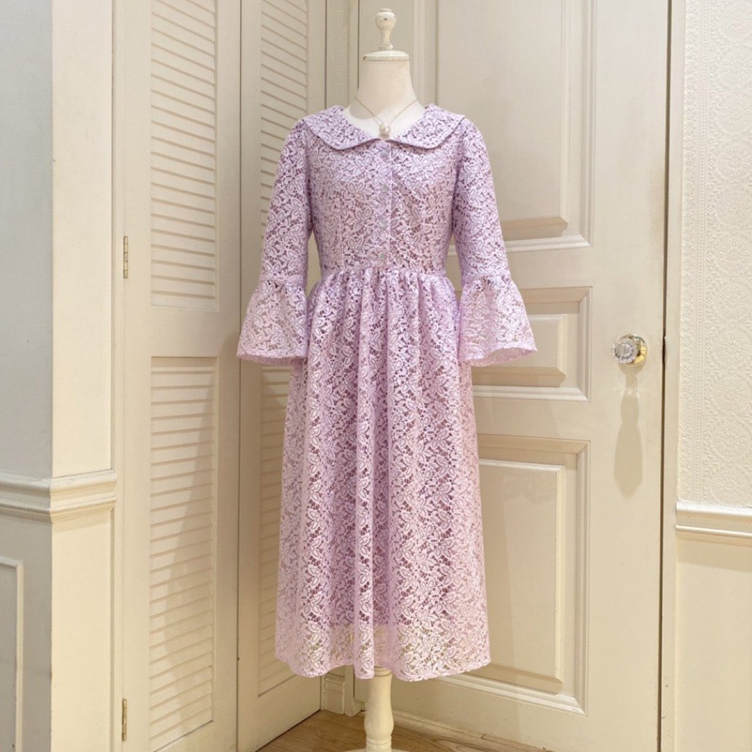 MILK(ミルク)のMILK メレンゲ doll dress 本店限定カラー ピンク×ピンク レディースのワンピース(ロングワンピース/マキシワンピース)の商品写真