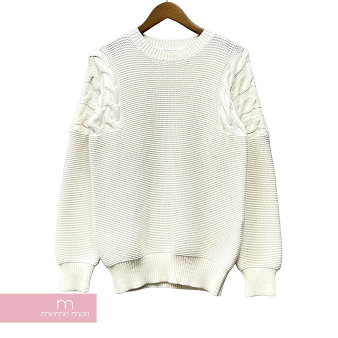 Max Mara 2021SS Cotton Knit 13611121 6 70 マックスマーラ コットンニット セーター ローゲージ切替 ホワイト サイズS【230819】【-B】【me04】