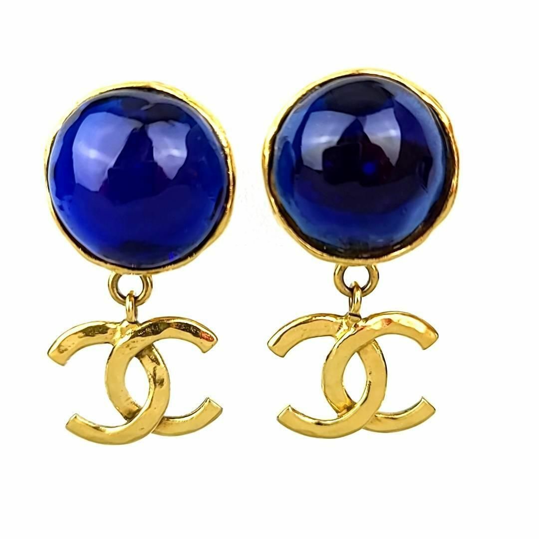 □【極美品】CHANEL シャネル ココマーク カラーストーン イヤリング