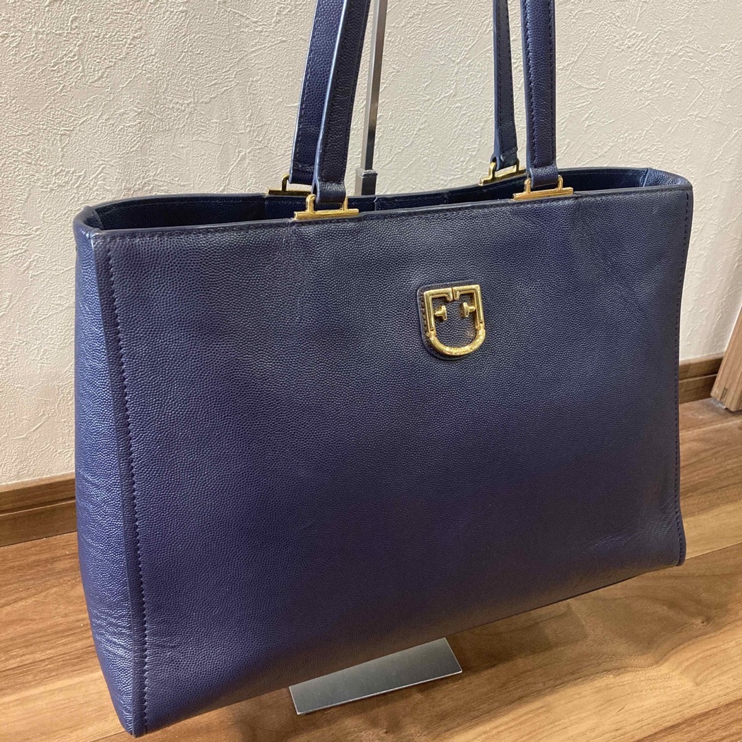 美品☆FURLAフルラ トートバッグ レザーブラック ゴールド金具 大容量-